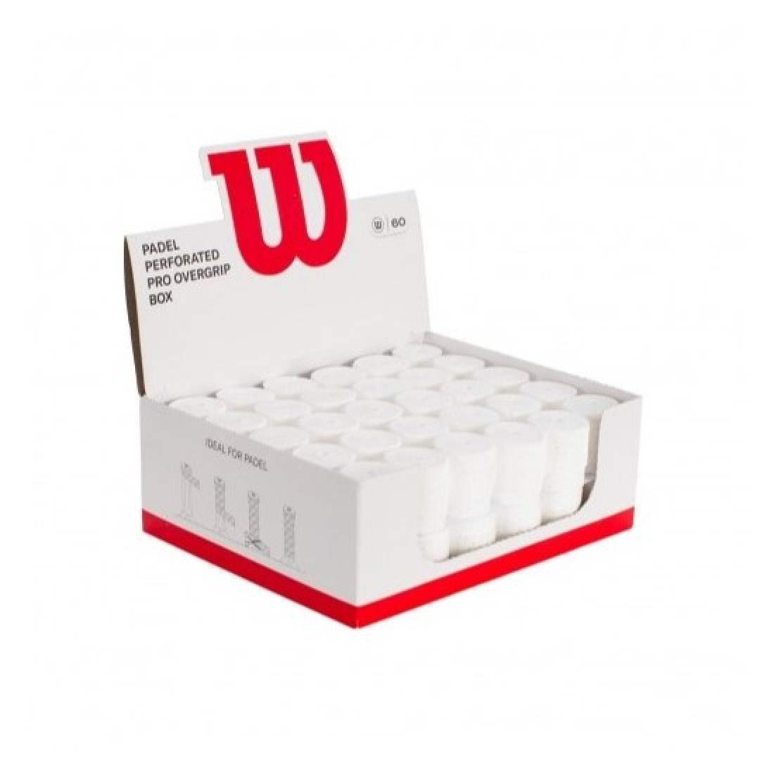 Wilson Pro Padel Overgrip Perforated Case White 60 Overgrips - Image 2