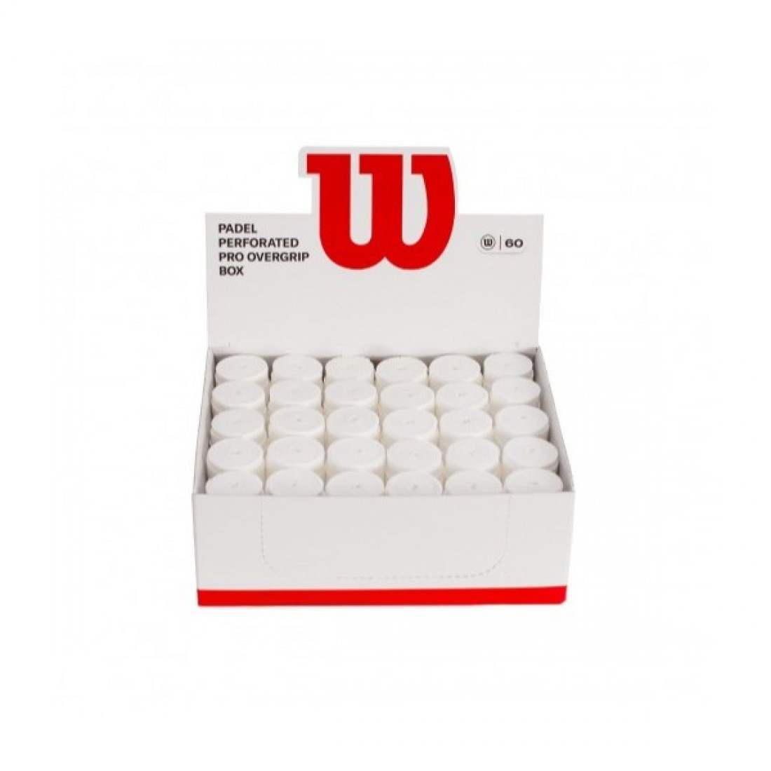 Wilson Pro Padel Overgrip Perforated Case White 60 Overgrips - Image 3